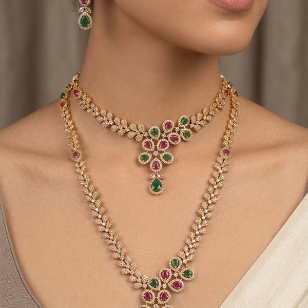 CZ Layered Necklace Set