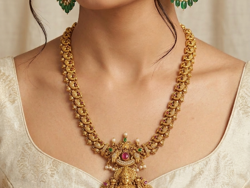 Royal Chandbali Pendant Necklace With Earings