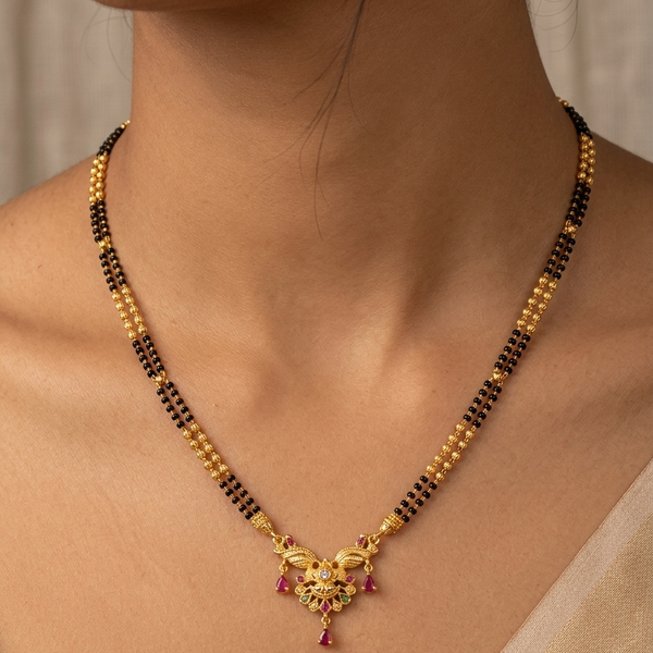 ✨ Traditional CZ Floral Mangalsutra Necklace