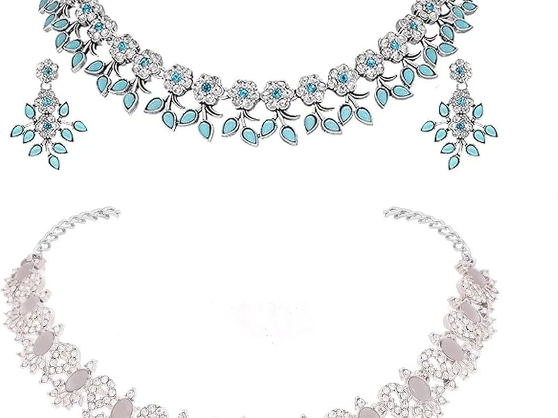 Crystal Floral Designer Necklace Set