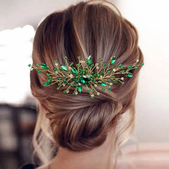 Green Crystal Bridal Hair Vine