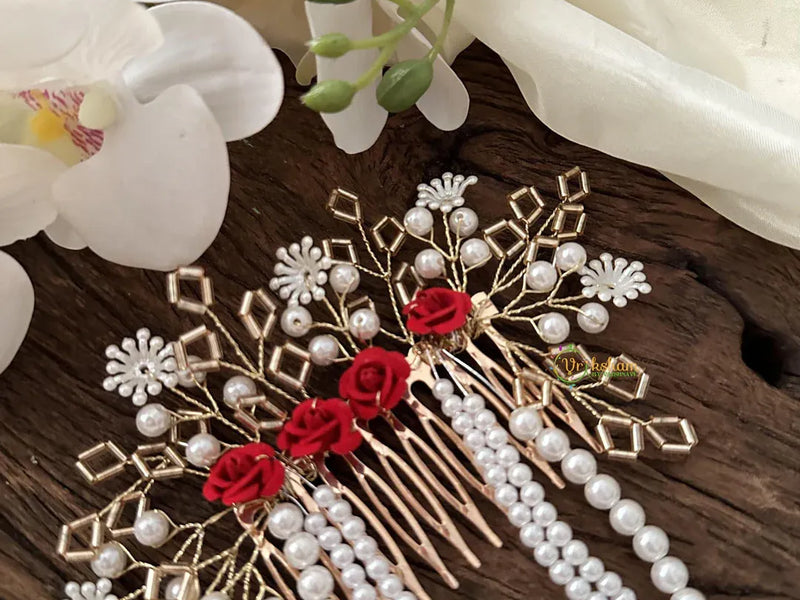 Pearl Rose Bridal Hair Comb