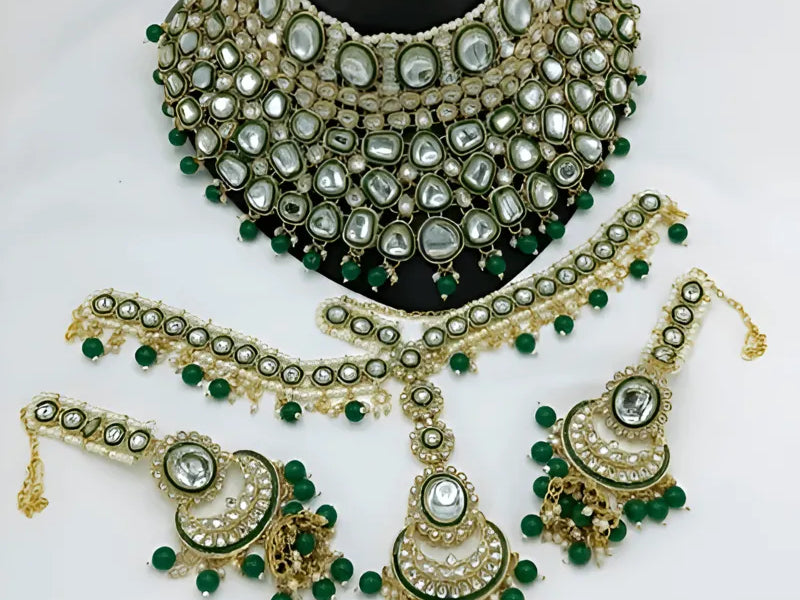 Royal Green Kundan Bridal Necklace Set
