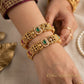 Royal Temple Ruby & Emerald Gold Bangles Set