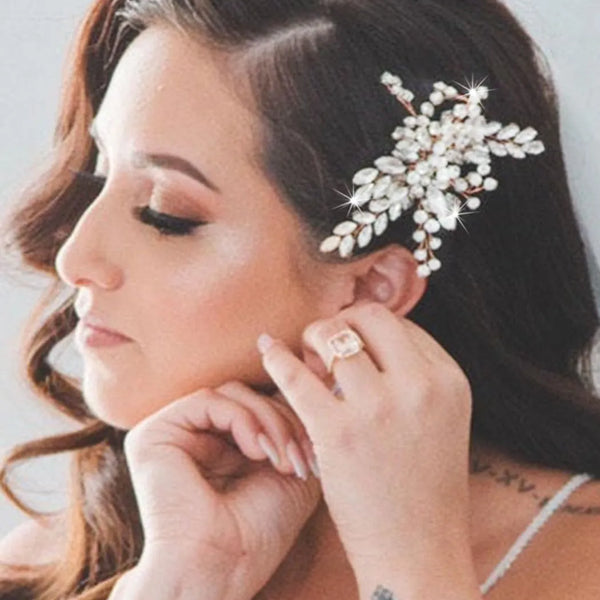White Floral Bridal Hair Clip