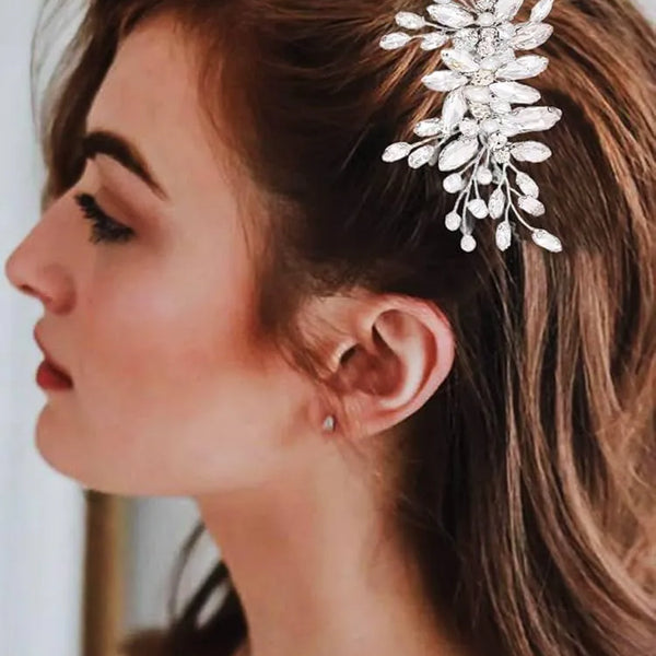White Floral Bridal Hair Clip