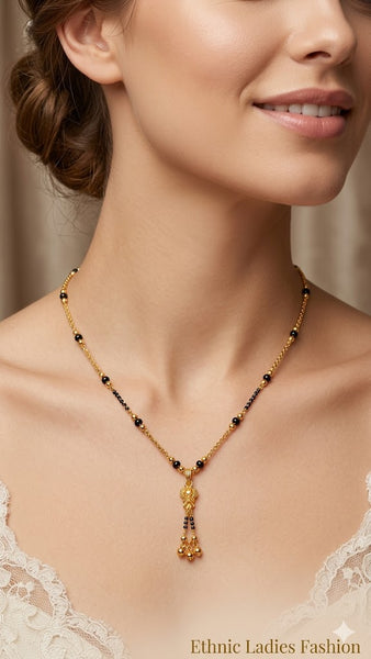 ✨ Minimal Gold Bead Drop Mangalsutra Necklace